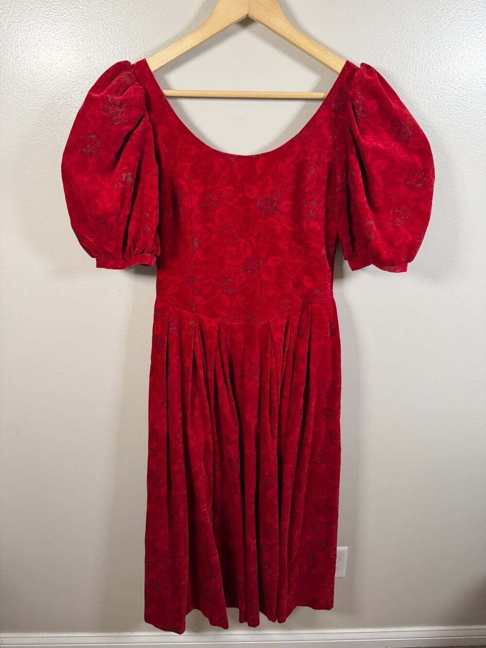 Vintage Laura Ashley Velvet Dress Size 10 Red Holiday Victorian Renaissance